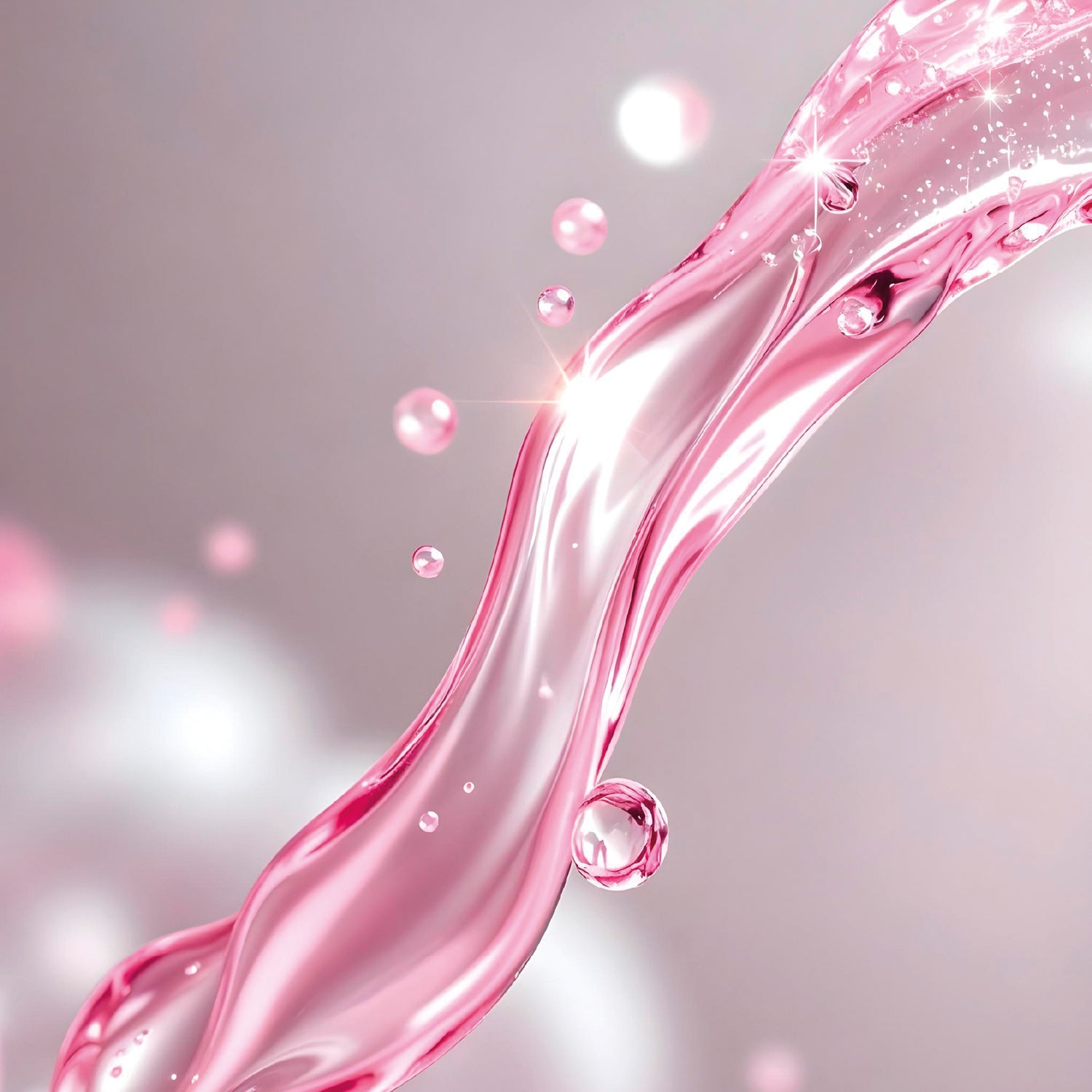 Fondo líquido rosado abstracto representando ingredientes activos naturales en movimiento