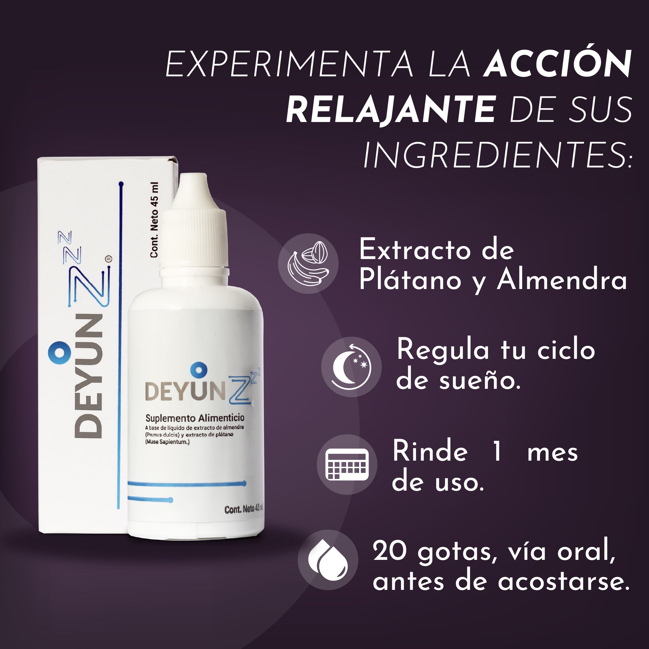 Deyun Z suplemento alimenticio con ingredientes naturales que ayudan a dormir mejor y regular el sueño

