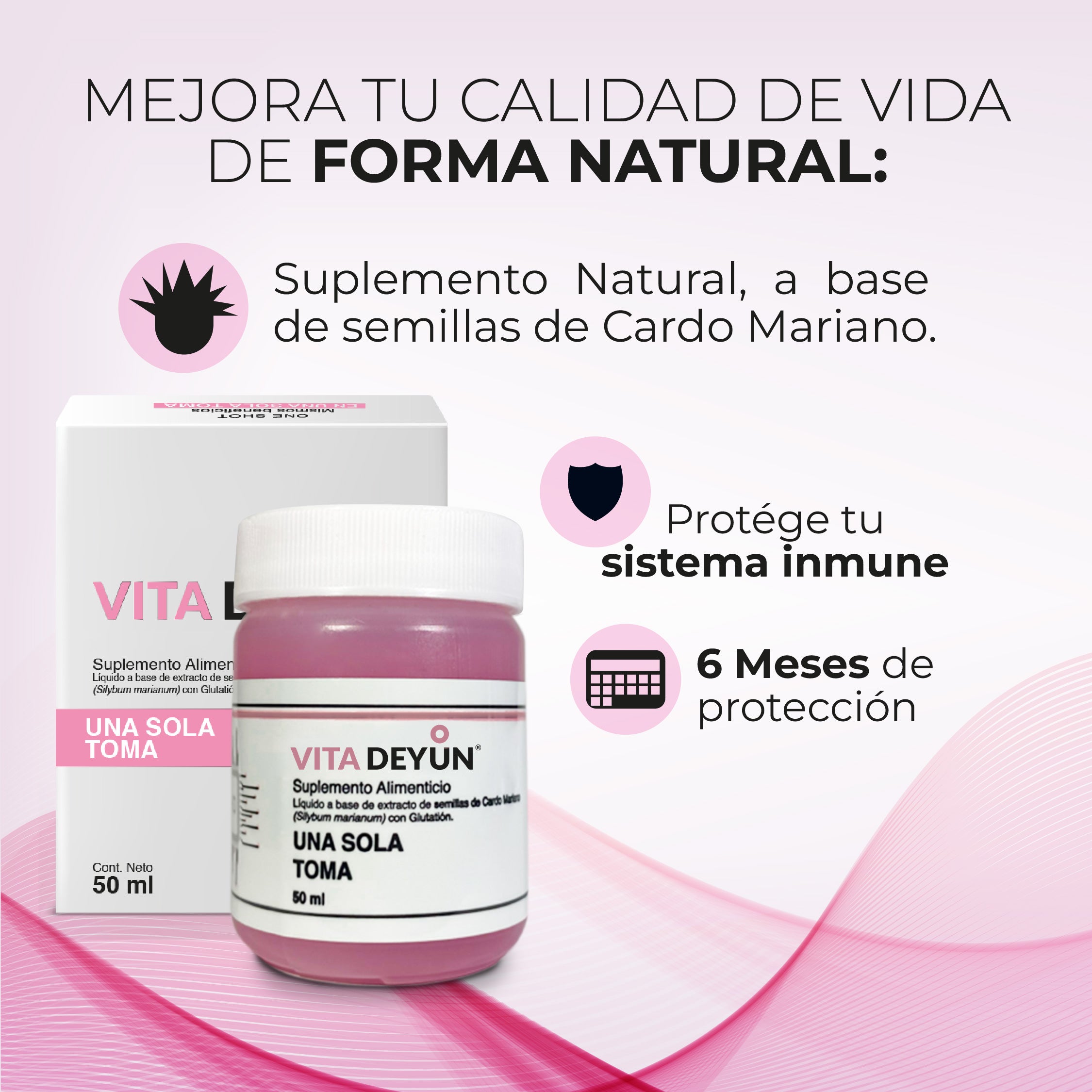 Vita Deyun suplemento natural con extracto de cardo mariano para fortalecer el sistema inmune hasta por 6 meses

